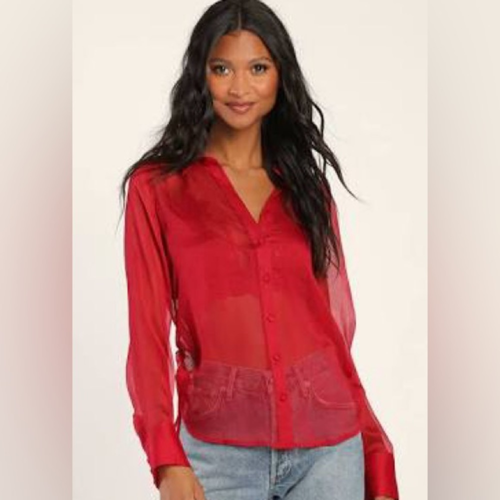 Vintage sheer button up collared top
